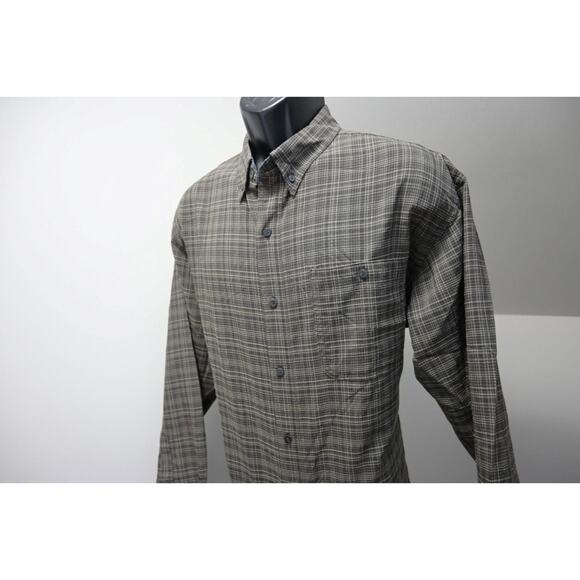 VTG North Face Camp Shirt Plaid Poly-Nylon Hiking Pocket Button Up Mens Medium - Picture 1 of 7